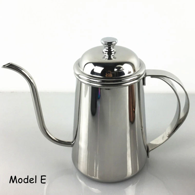 Model E Кофейник с мелким горлышком, чайник, более узкая ручная тупая кастрюля, капельный заваренный кофейный фильтр, чайник, горшок 304 из нержавеющей стали, 650 мл - Цвет: Model E