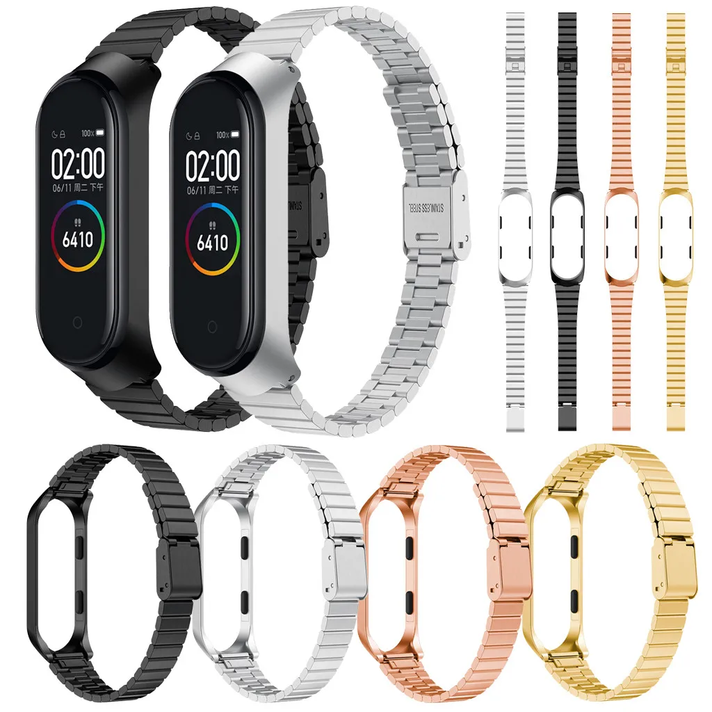 Браслет для Xiaomi Mi Band 4 из нержавеющей стали+ металлический чехол, Ультратонкий ремешок, браслет, подарок для мужчин и женщин, ремешок для часов из розового золота