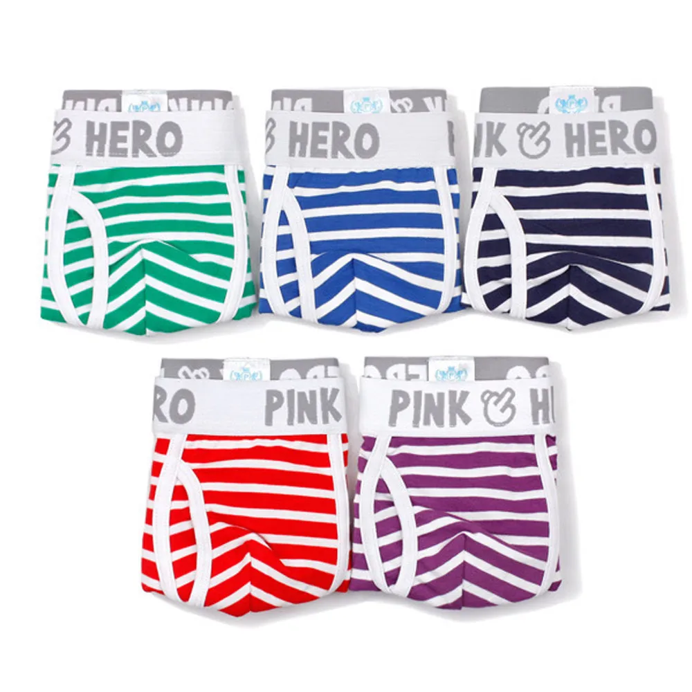 Pink Heroes, 5 шт., удобные трусы для мужчин, сексуальное Полосатое хлопковое нижнее белье, боксеры с бахромой, трусы, Прямая поставка, act30
