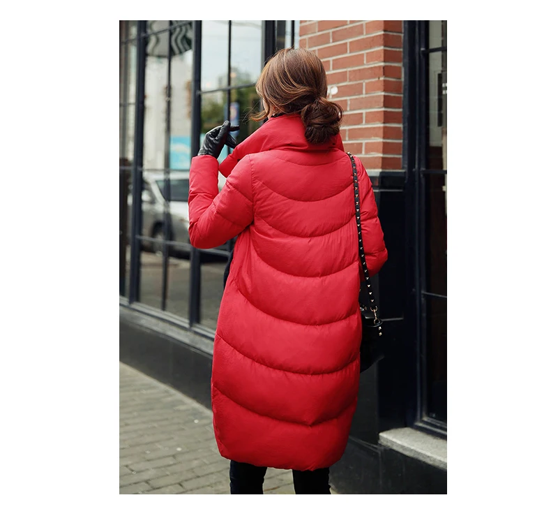 Женский длинный пуховик на белом утином пуху повседневный свободный большого