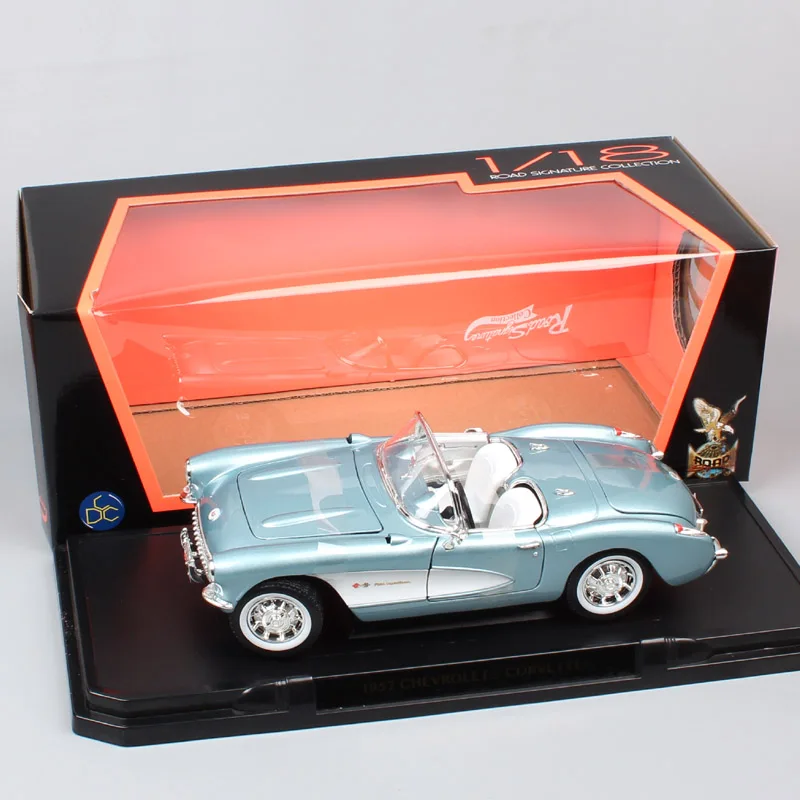 1/18 большой дорожный фирменный классический автомобиль Chevrolet Corvette 1957 Chevy vette металлические Литые и игрушечные машинки Миниатюрные модели автомобилей
