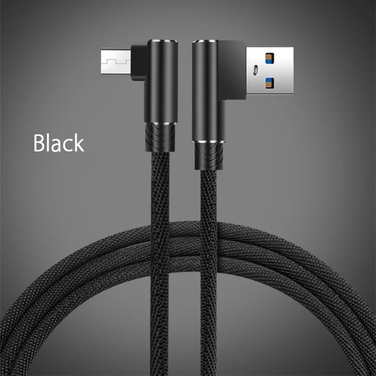 90 градусов микро Usb кабель для быстрой зарядки 2 м для samsung Galaxy A6 J7 J5 J3 J6 J8 huawei Honor 7X 7C 7A Pro Y9 8X Max Data кабель - Тип штекера: Black