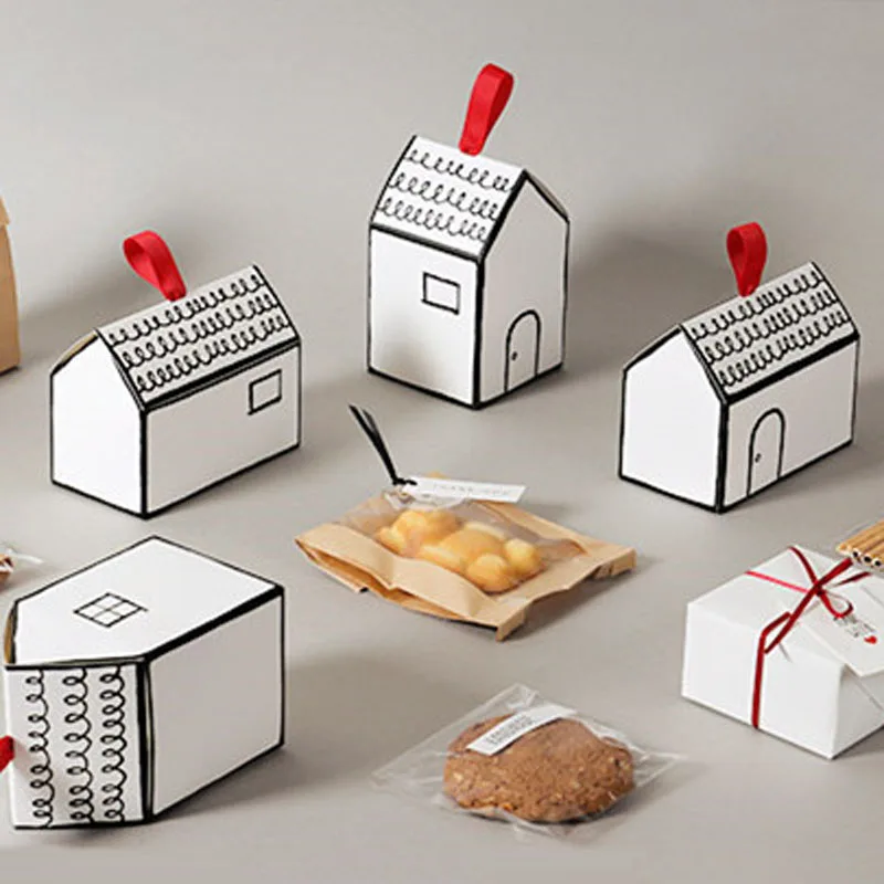30 шт./лот специальная форма дома Свадебная коробка конфет красивая для печенья на
