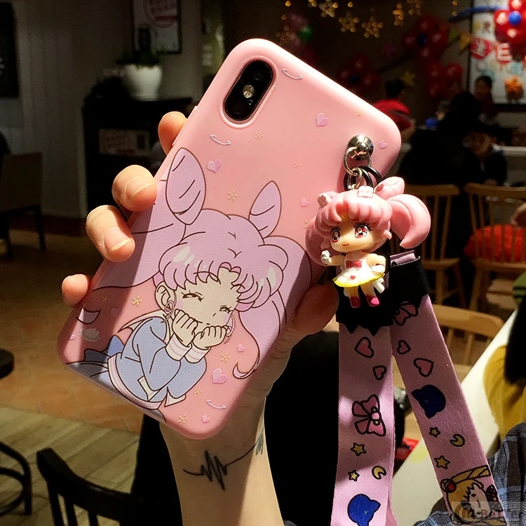 cute girl Для samsung note10pro S10plus 3D чехол Сейлор Мун S8/9+ милый мультяшный чехол для Galaxy Note 8 9 мягкий чехол S7 edge подарок для девочки ремень - Цвет: cute girl