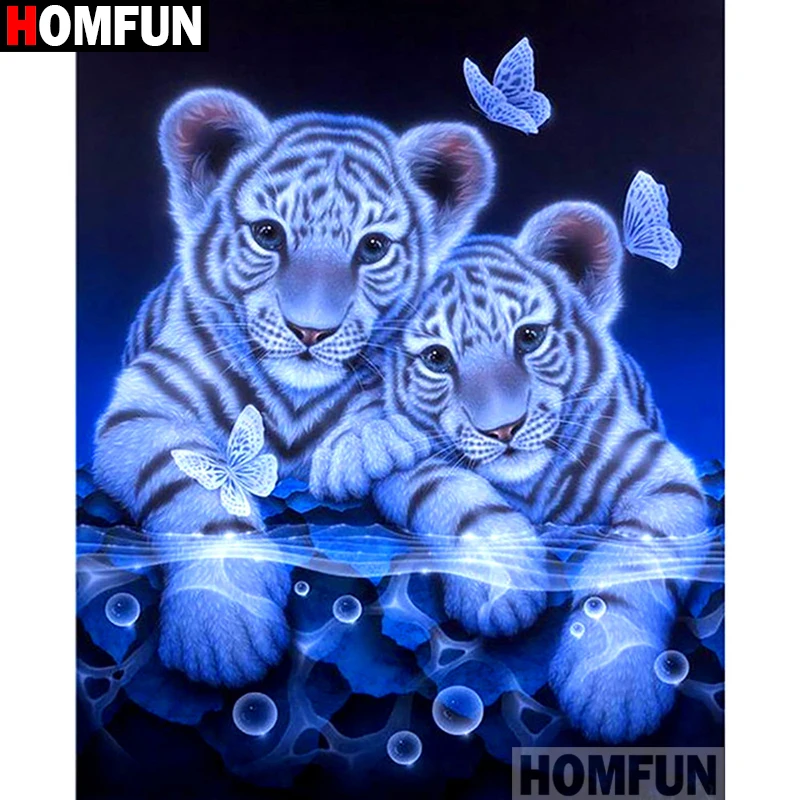 

Алмазная 5D картина HOMFUN «Тигр», вышивка крестиком, полная выкладка, квадратная/круглая, «сделай сам», домашний декор, подарок, A11391