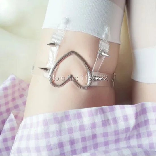 Сексуальный каваи панк готический АМО ручной работы сердце жгут прозрачные ноги