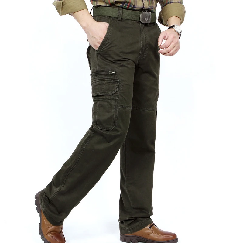Брюки карго Мужские средней посадки штаны полной длины много карманов