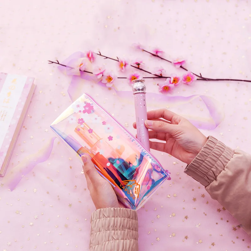 Милый чехол для карандашей Kawaii Cherry Pencil Pouch креативный лазерной ручки девочек