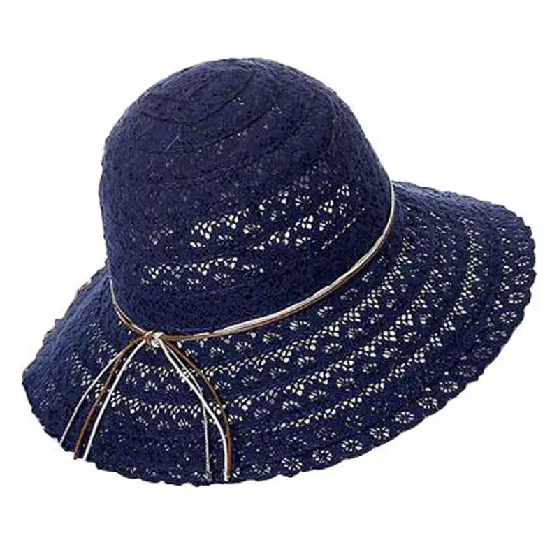 Полые летняя пляжная шляпа Для женщин кружева солнца Модные дышащие шапки для