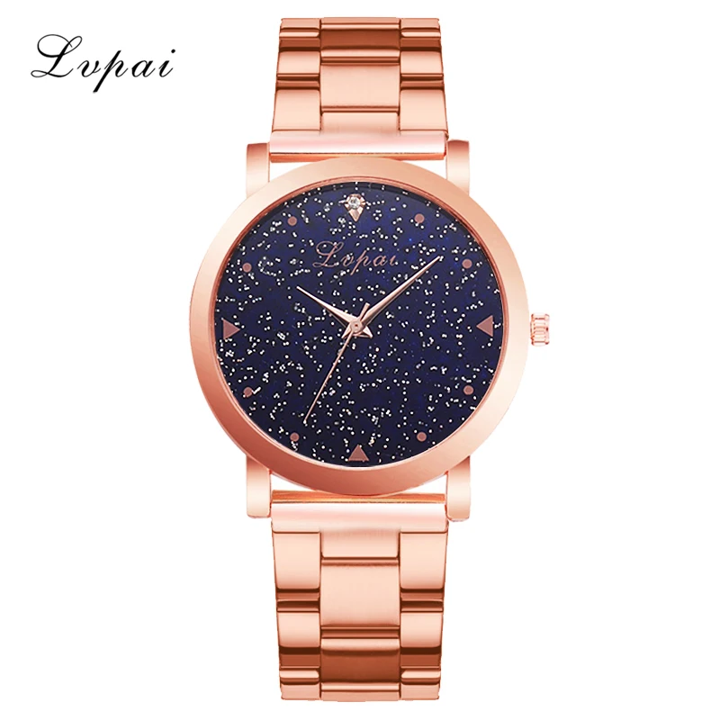 Women Dress Watches Rose Gold Stainless Steel Lvpai Brand Fashion Ladies Wristwatch Creative Quartz Clock Luxury Watches D35