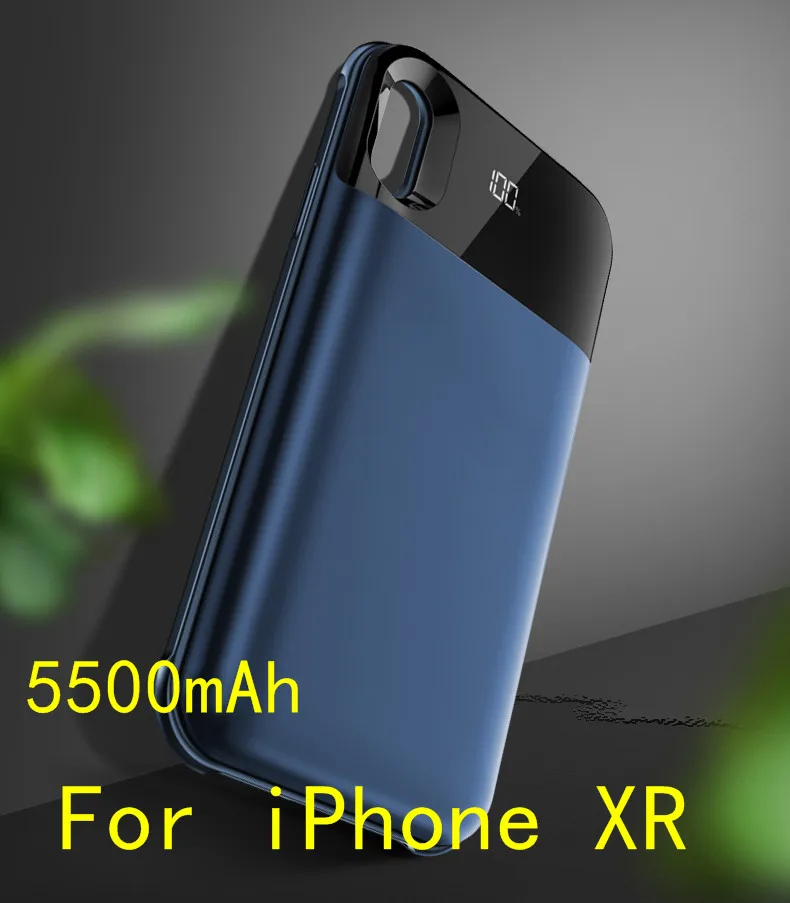 For iPhone XR-Blue Умный чехол для зарядного устройства с цифровым дисплеем для IPhone X XS Max, чехол для iPhone X R - Цвет: For iPhone XR-Blue