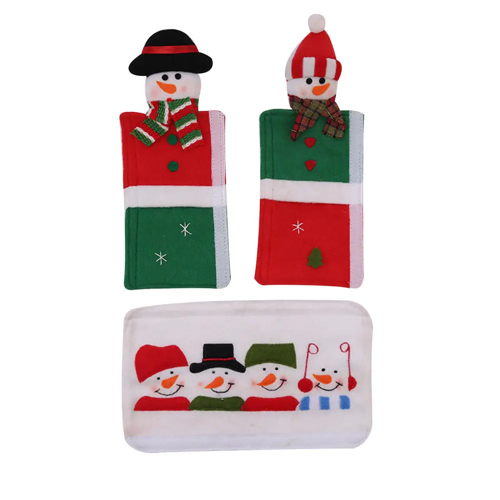 3Pcs Xmas Microwave Oven Kitchen Appliance Refrigerator Door Handle Cover |