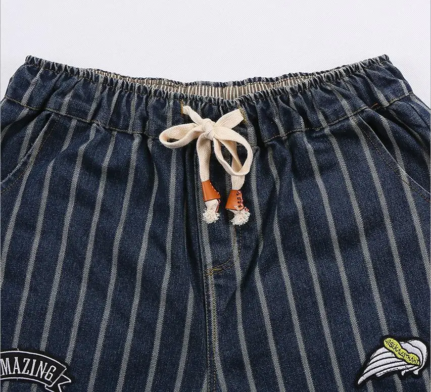 Женские хлопковые джинсы в полоску 2XL-6XL размера плюс новая Корейская версия на