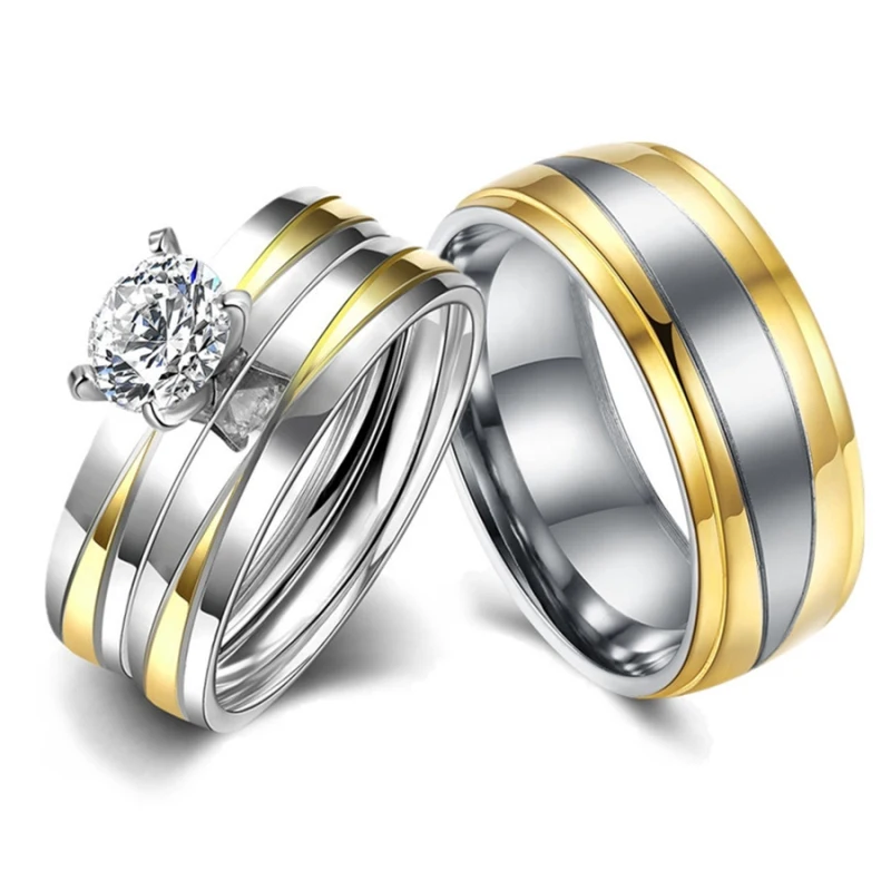 Кольца для пар Для женщин 1ct круглой огранки кубического циркония наборы