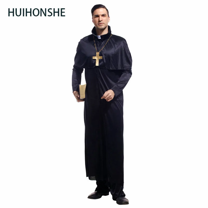 Черные классические костюмы свящника с ожерельем крест для взрослых церкви