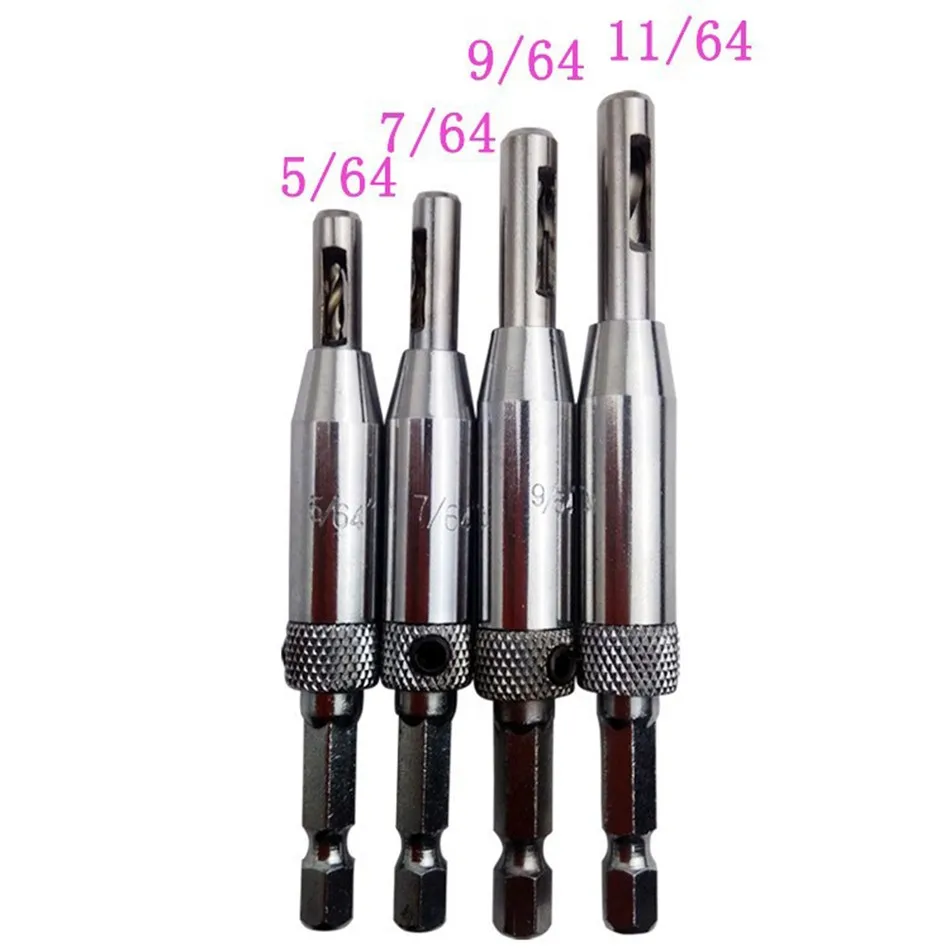 DEKO 4 шт Профессиональный 5/6" 7/64" 9/6" 11/64" деревообрабатывающий сверло для дверей, окон, HSS Самоцентрирующийся шарнир