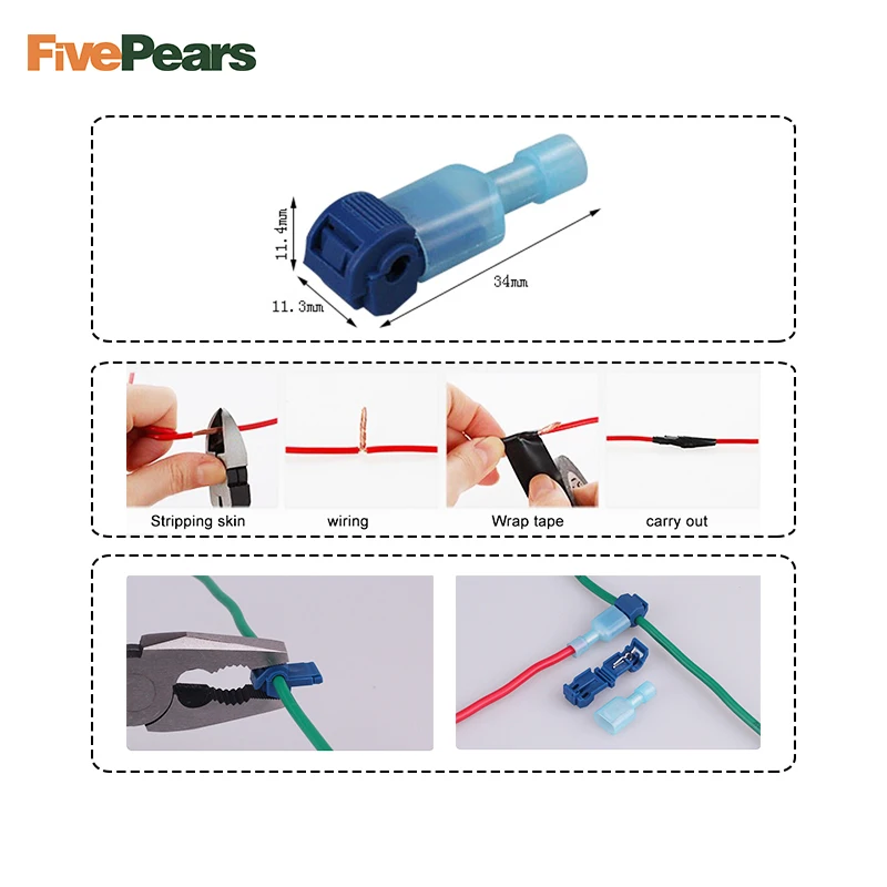 FIVEPEARS 30 компл./лот L1 из синей футболки Тип быстрый монтаж обжимной терминал