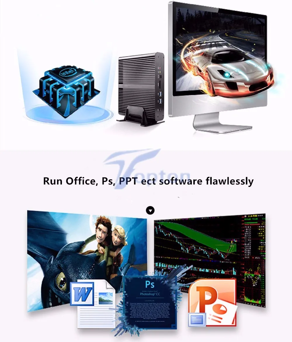 [5Gen Broadwell cpu] Win10 Мини ПК i7 Barebone Intel Nuc Безвентиляторный Компьютер Core i7 5557U graphics Iris 6100 4K HD HTPC