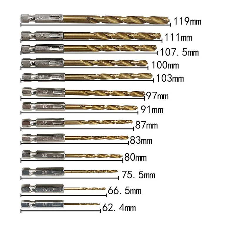 Набор быстрорежущих сверл PROSTORMER 1/4 &quotс титановым покрытием набор с шестигранным