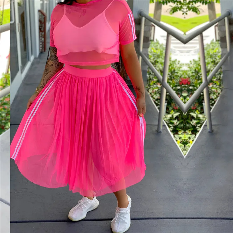 Женский комплект из двух предметов летняя Прозрачная Футболка с сеточкой и