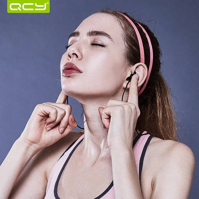QCY QY19 wireless sports headphones IPX4 sweat-proof earphones Bluetooth 5.0 earbuds stereo headset built-in microphone | Электроника