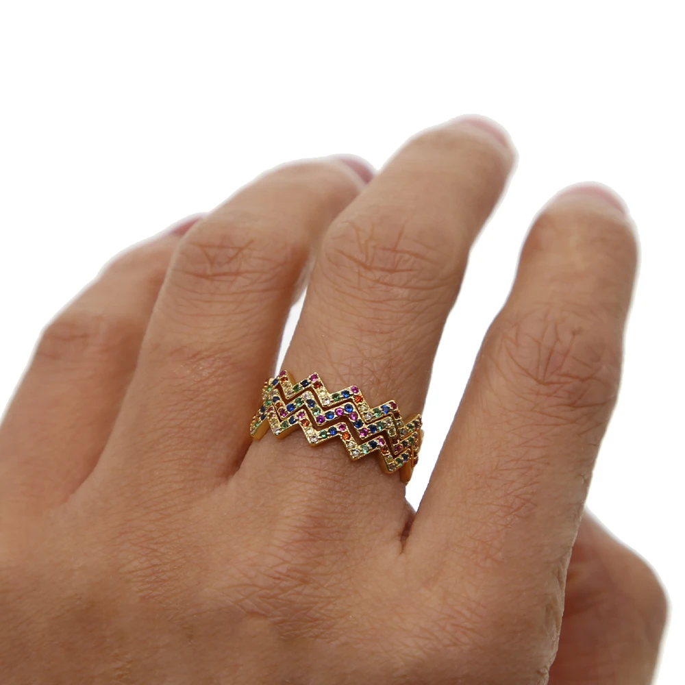Женское разноцветное кольцо Eternity Band Радужное с фианитами для девушек и женщин на