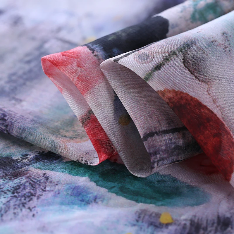 140cm digital printed silk linen fabric dress cheongsam chinese natural wholesale cloth | Дом и сад