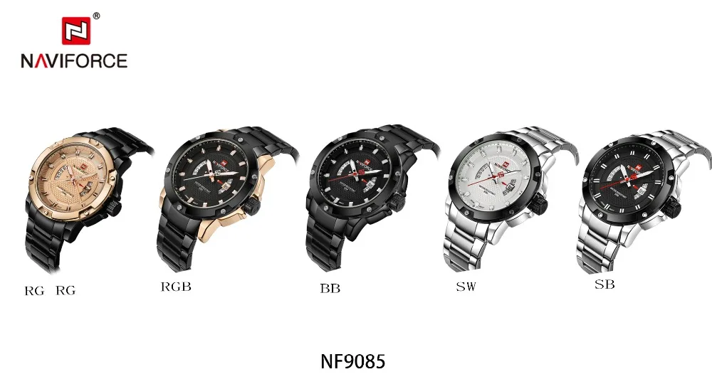 NAVIFORCE Роскошные брендовые Модные мужские золотые часы кварцевые часы с датой недели полностью из нержавеющей стали водонепроницаемые военные наручные часы