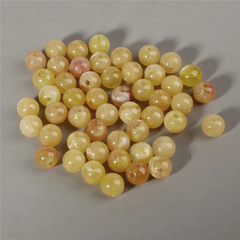 Yellow Wholesale 6mm 8mm 10mm Acrylic Clouds Beads Effect Round BEADS Spacer Loose Beads For Jewelry Making DIY Bracelet - Цвет: Yellow