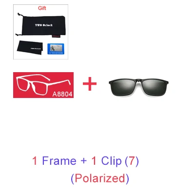 1 Frame 1 Green Clip Два Oclock поляризованные магнитные солнцезащитные очки для мужчин UV400 Высокое качество 5 в 1 клип на солнцезащитных очков женские квадратные диоптрийные очки оправа A8804 - Цвет линз: 1 Frame 1 Green Clip