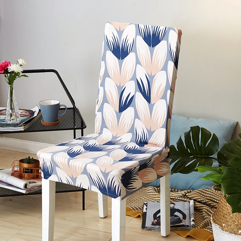Spandex Elastic Plant Flower Printing Pattern Chair Covers Dustproof Stretch Modern Dining Party Seat Cover for Banquet | Дом и сад