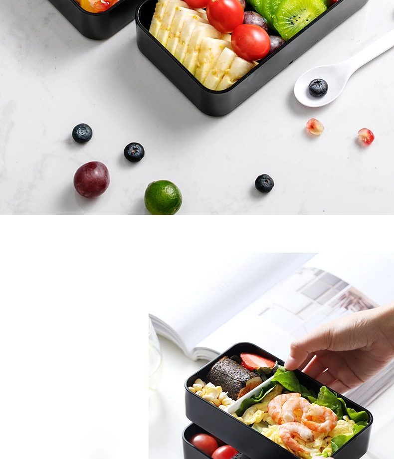 Oneisall пластиковый Ланч-бокс двухслойный японский Bento box контейнер для еды Lonchera Lancheira для детей Ланчбокс contenedor de alimento