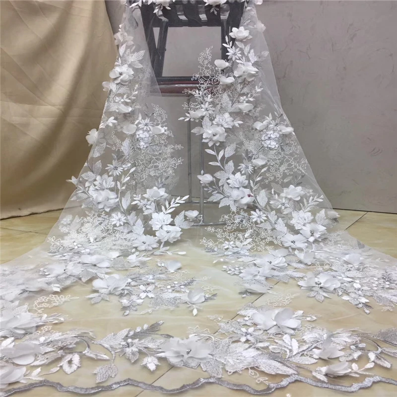 Tollola африканская французская кружевная ткань с 3D цветами высокого качества Тюль