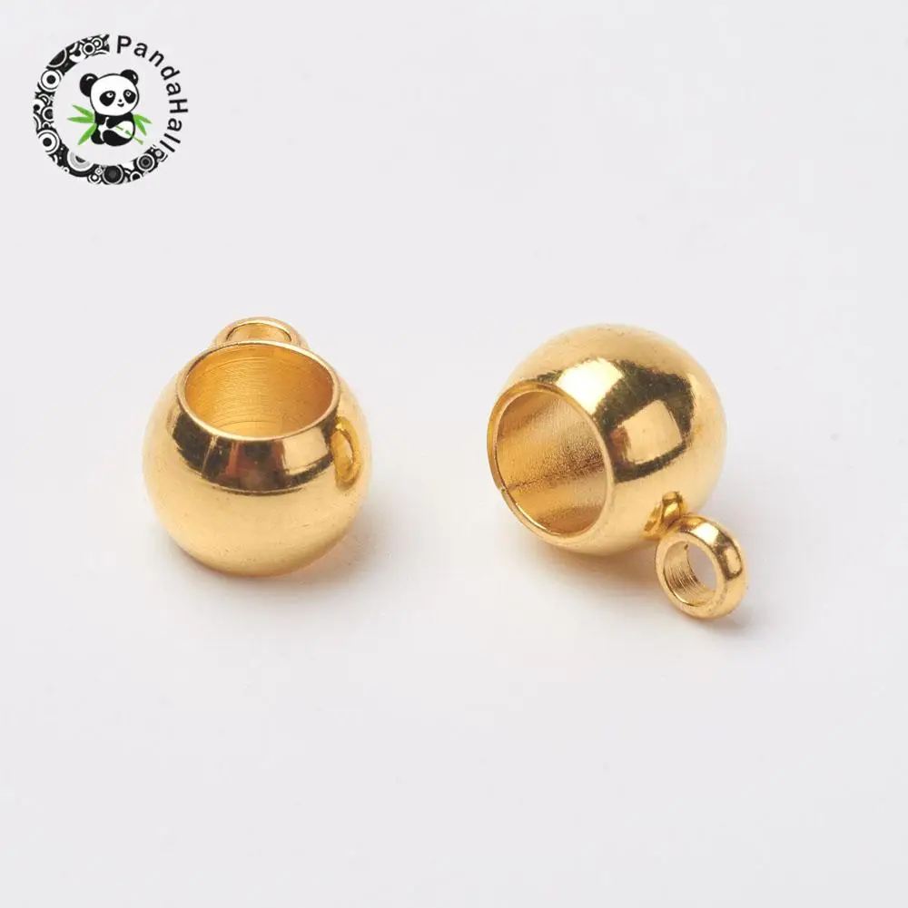 

304 Stainless Steel Hanger Links Rondelle Bail Beads fit European Chains DIY Jewelry Findings Golden 5x9x6mm; Hole: 1mm and 4mm