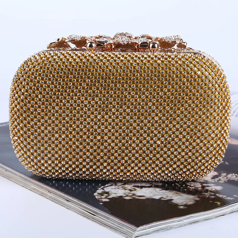 Evening Bag Wallet Flower Rhinestone Crystal Clutch Purse Luxury Jewelry Hard Case Clutches Handbag Wedding 81-53 | Багаж и сумки