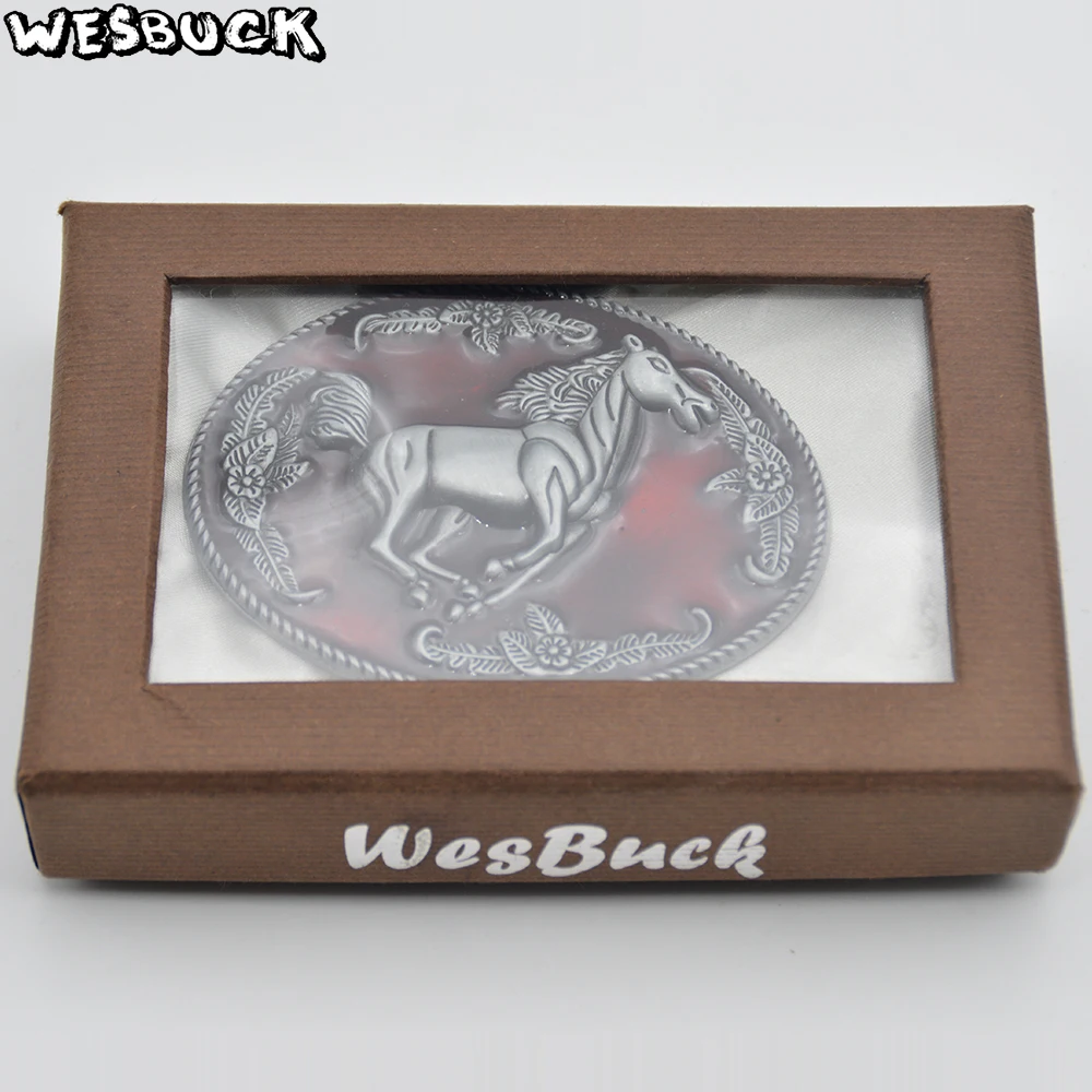 5 PCS MOQ WesBuck бренд пряжки “красная лошадь” из металлические ремня для человек Для