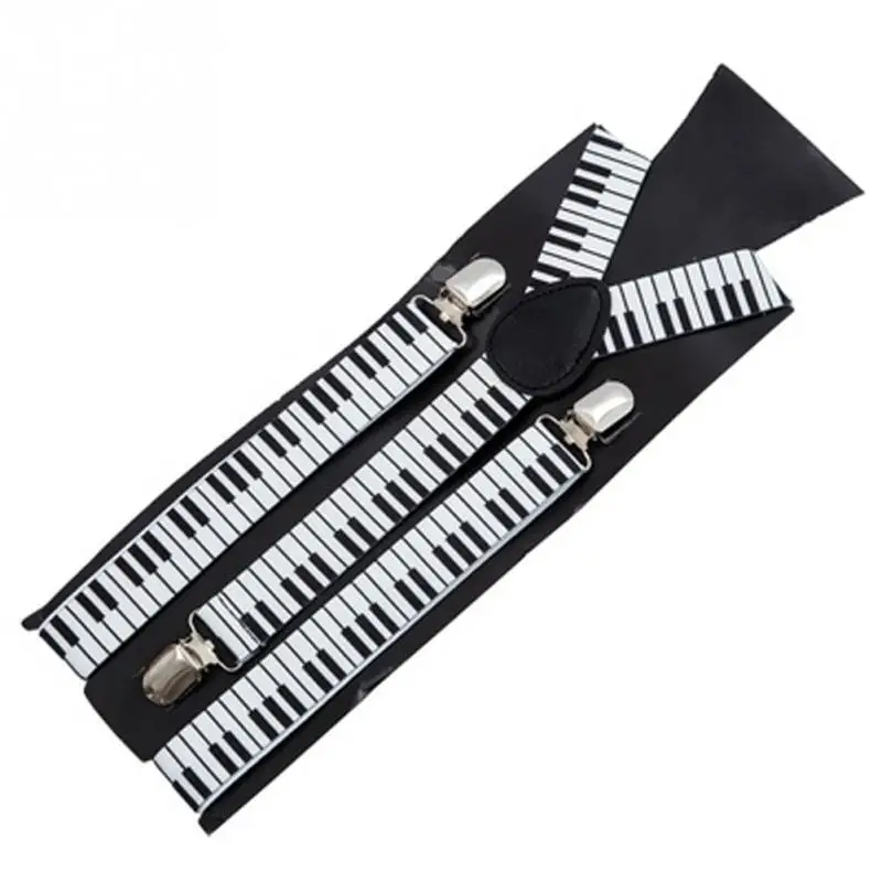 Унисекс для взрослых клип на подтяжки черный белый рояль клавиатура узор