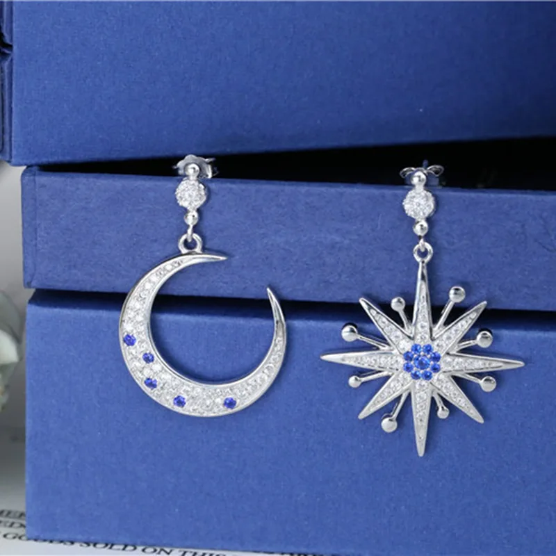 Женские серебряные Подвесные серьги New Moon Star из стерлингового серебра 925 пробы с