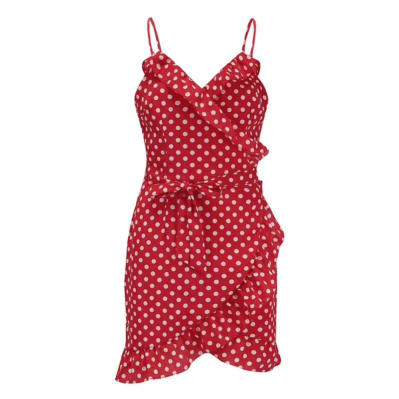 Женское платье на бретельках со звездным принтом в горошек сексуальное Белое