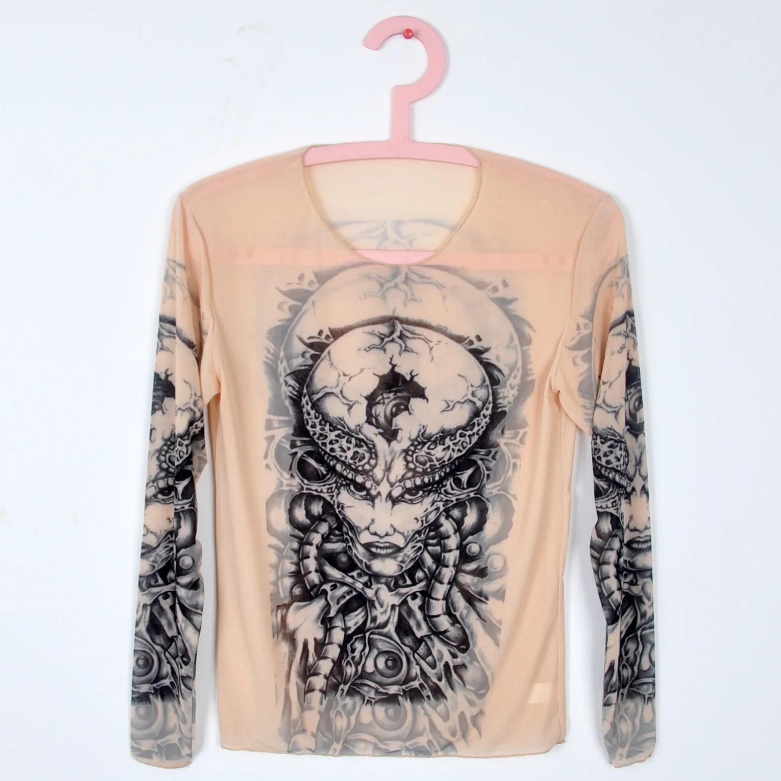 Мужская футболка с принтом тату дышащая быстросохнущая из полиэстера длинными