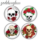 Панк розы череп 10 шт. 12 мм18 мм20 мм25 мм кабошоны круглые фото стекло кабошон демо с плоской задней частью, украшения своими руками, ZB0426