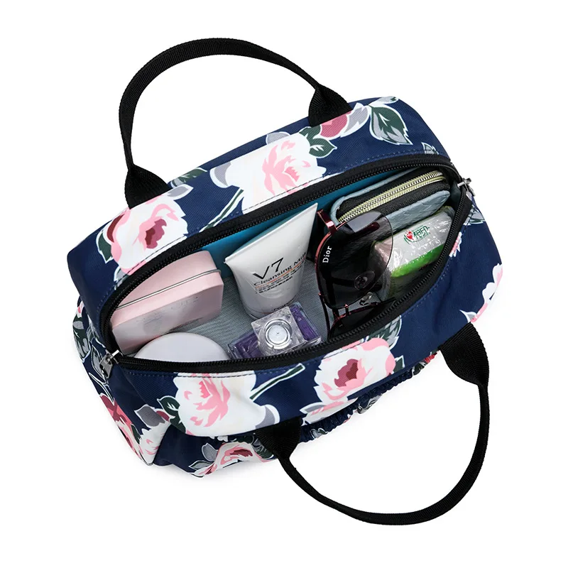 Fashion Flower Printing Food Bag Waterproof Fabric Female Portable Handbag Lunch Box for Women | Багаж и сумки