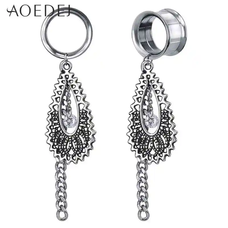 2 Pieces AOEDEJ растягивающийся пирсинг для уха из нержавеющей стали, удлиняющий тоннель, пробки и тоннели, пирсинг ombelico, пирсинг orelha 5-22 мм - Окраска металла: 2 Pieces