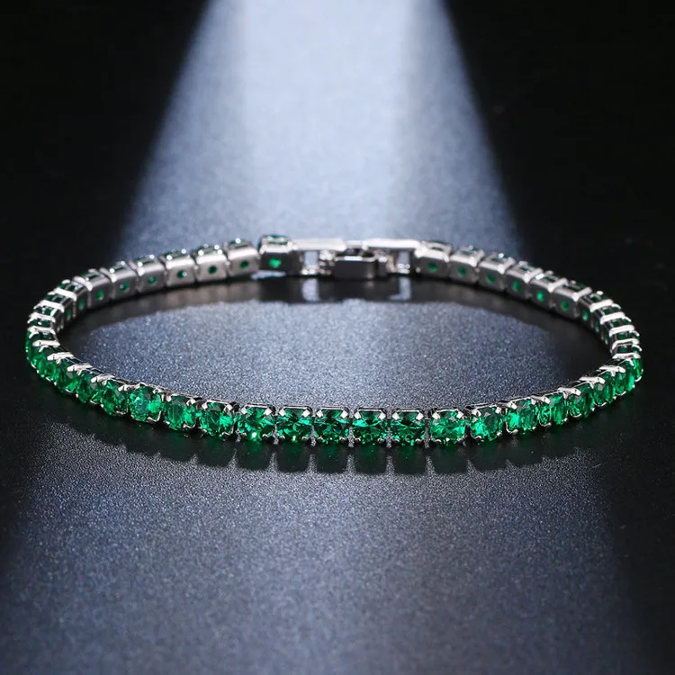 Green-19cm LZX мода 5 цветов кристалл браслет кубического циркония камень браслеты и для женщин вечерние украшения Pulseras Mujer - Окраска металла: Green-19cm