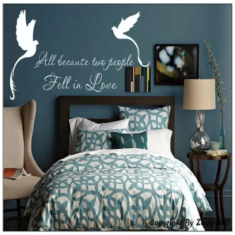 Все потому что два человека влюбилась ПТИЦЫ Виниловые Надписи котировки для