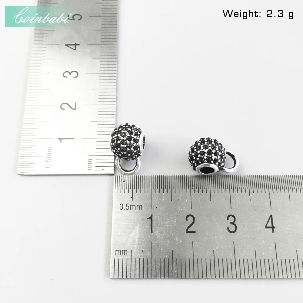 Бусины из стерлингового серебра с черной паве в европейском стиле карма сделай