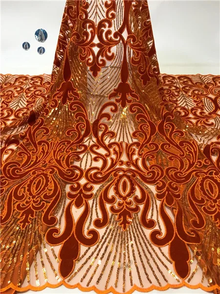 2019 оранжевые французские нигерийские кружевные ткани высокого качества тюль