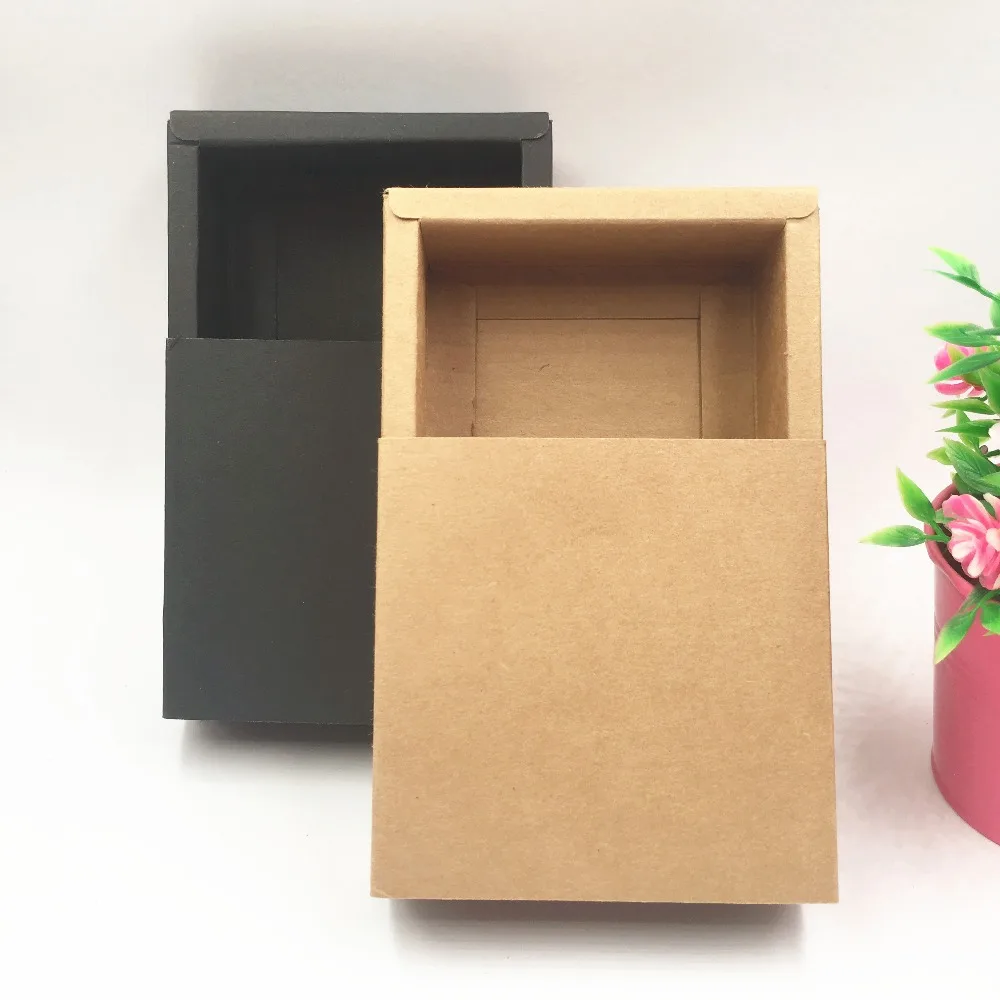 50Pcs/Lot Two Sizes Paper Drawer Type Gift Box Kraft Cardboard Wedding Gift Box For Packaging Candy/Craft/Cosmetics