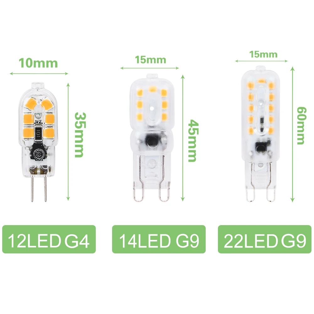Миниатюрная Светодиодная лампа G4 G9 5 шт./лот высокой яркости 220 В SMD2835 светодиодная
