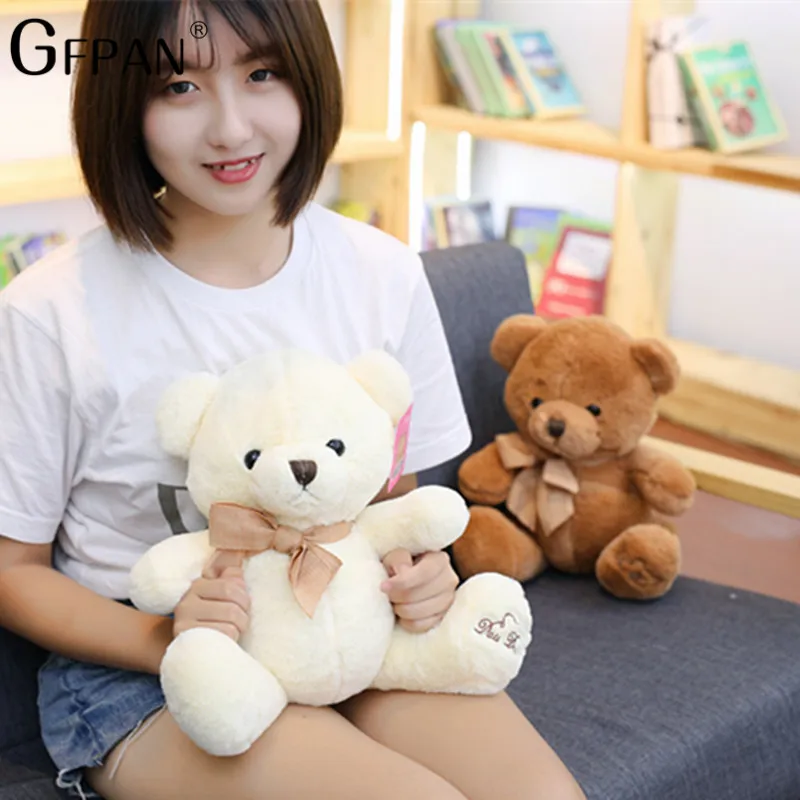 

1PC Super Soft New Fashion Lovely Teddy Bear Plush& Stuffed Cute Bear With Bow Birthday&Party&Wedding gift Baby Dolls For Kids